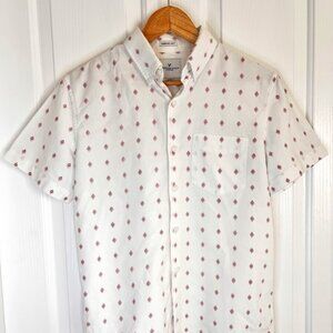 American Eagle Men's Short Sleeve White Shirt with Red and Black Diamonds